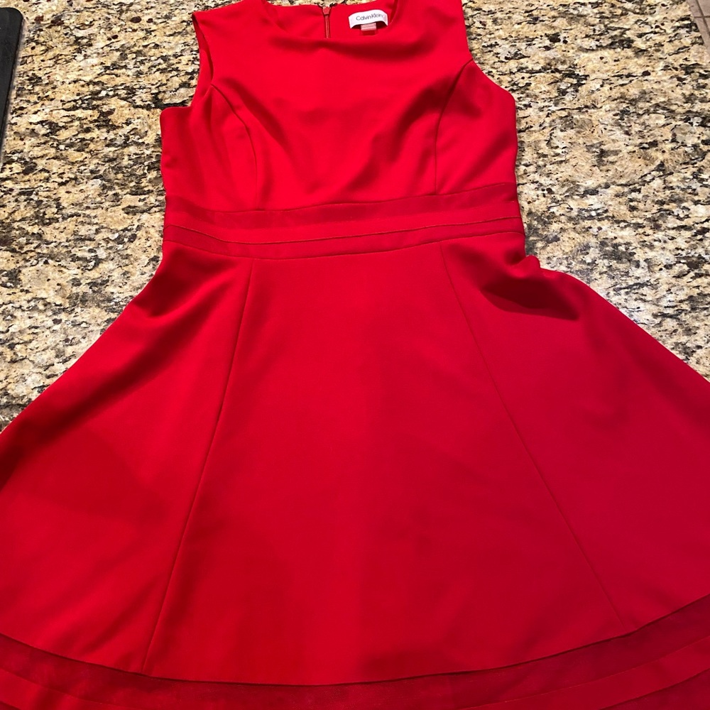 Red Calvin Klein 8P A-Line Dress